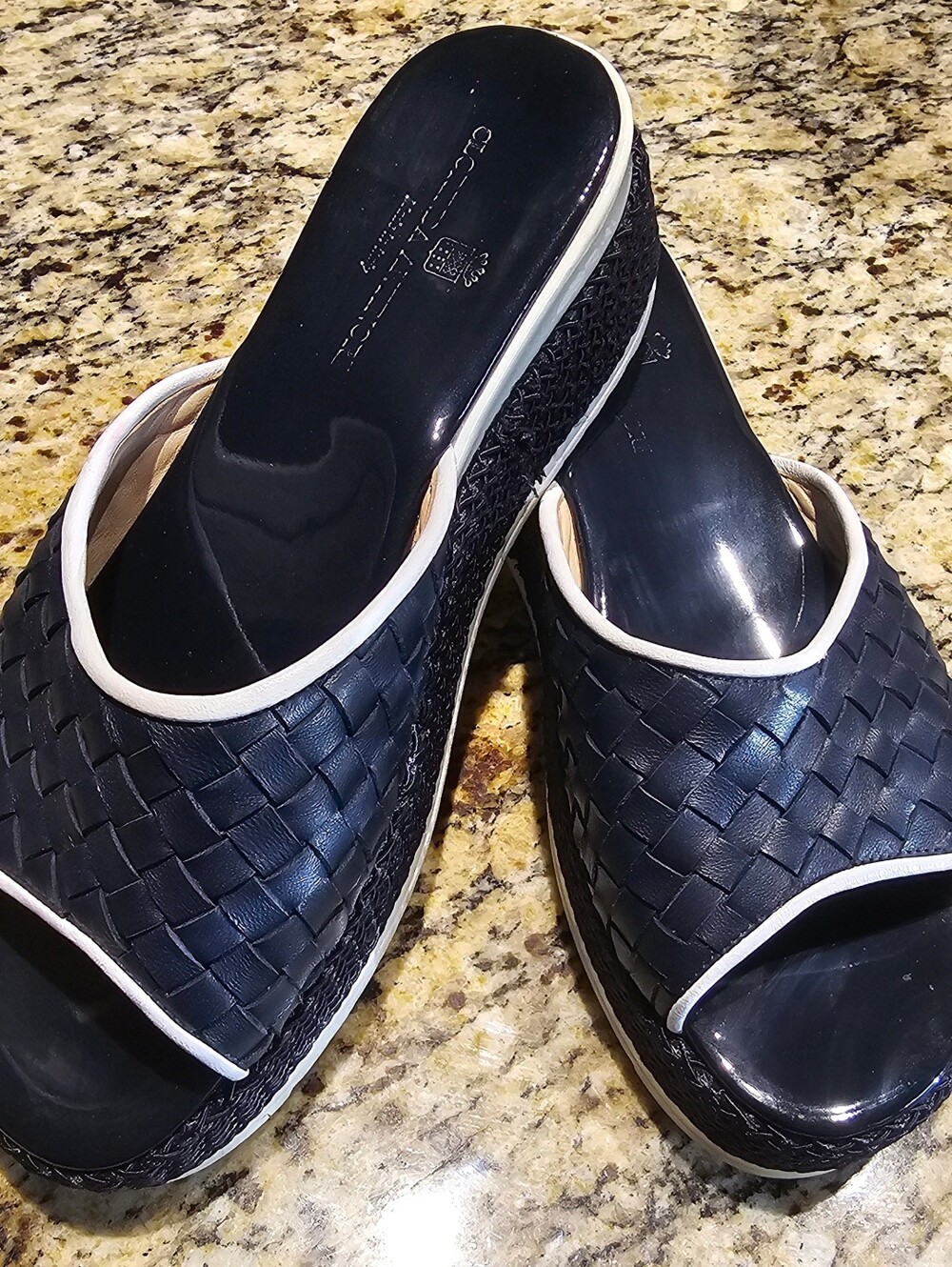 Clorinda Antinori woven leather platform slide sandals signature Italian Design - Picture 2 of 14